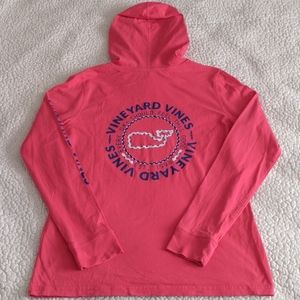 Vineyard Vines XS 100% Cotton Pink Big Logo Long Sleeve Lightweight Hoodie